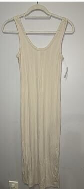 NWT Old Navy Women’s Beige Ribbed Knit Scoop Neck Sleeveless Tank Midi Dress XS